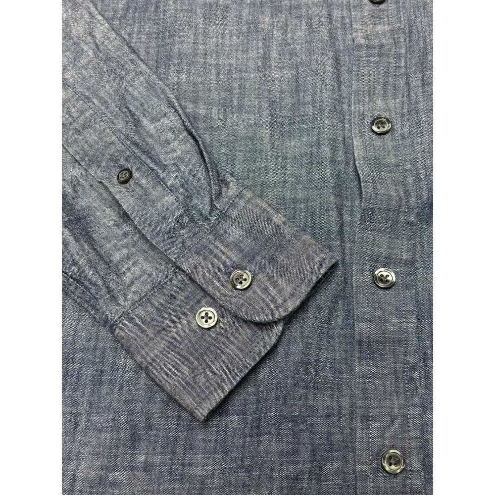 Banana‎ Republic Soft Wash Slim Fit Chambray Shirt Mens L Blue Cotton Button Up